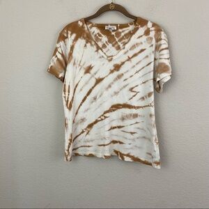 Eric Scot Brown & White V Neck Tie Dye Short Sleeve Tie Dye 100% Medium